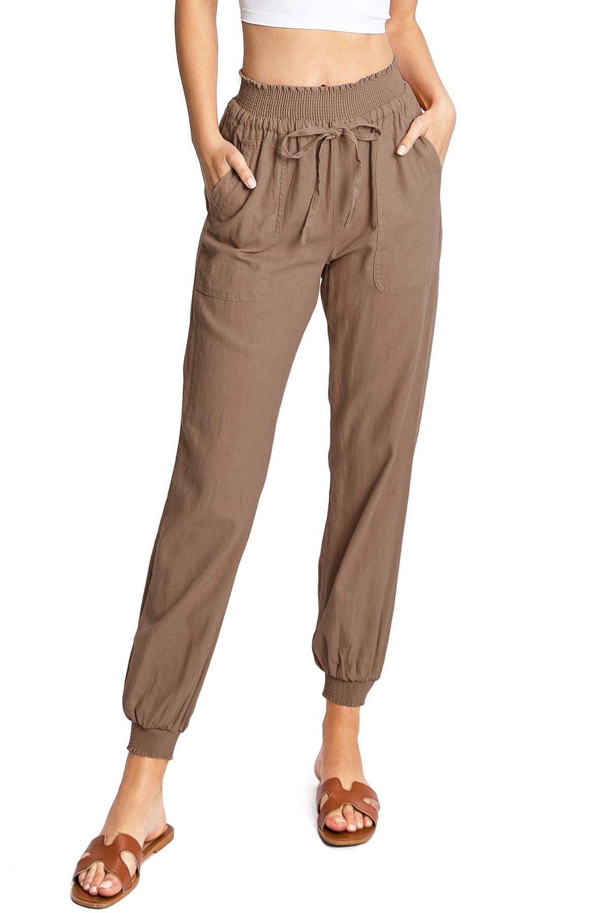 Khaki Elastic - Waist Utility Pants