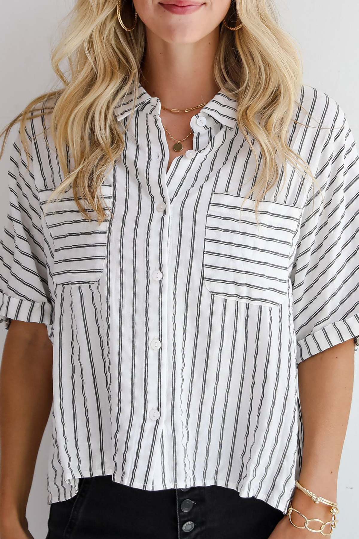 Ultra Darling White Striped Blouse
