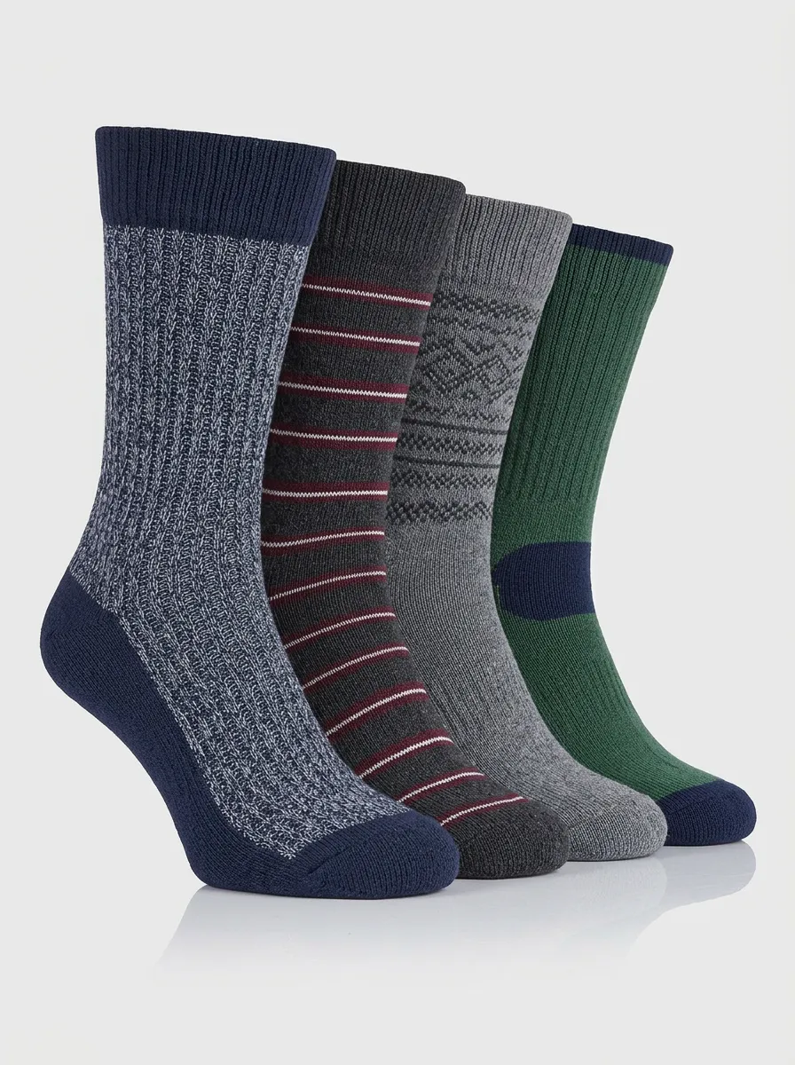 Versatile Striped Printed Profile Men's Four Pair Socks