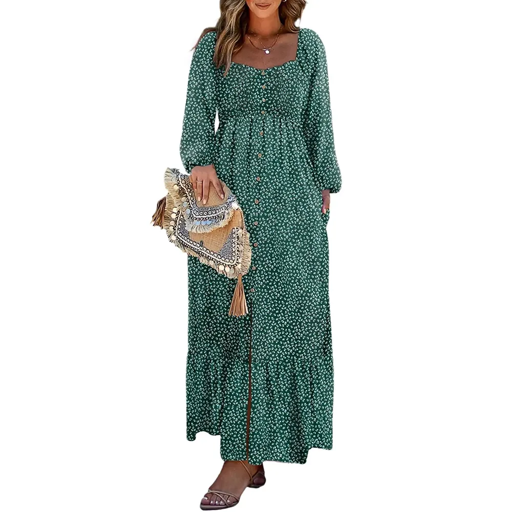 🔥Women's Bohemian FloralLong-Sleeve Dress