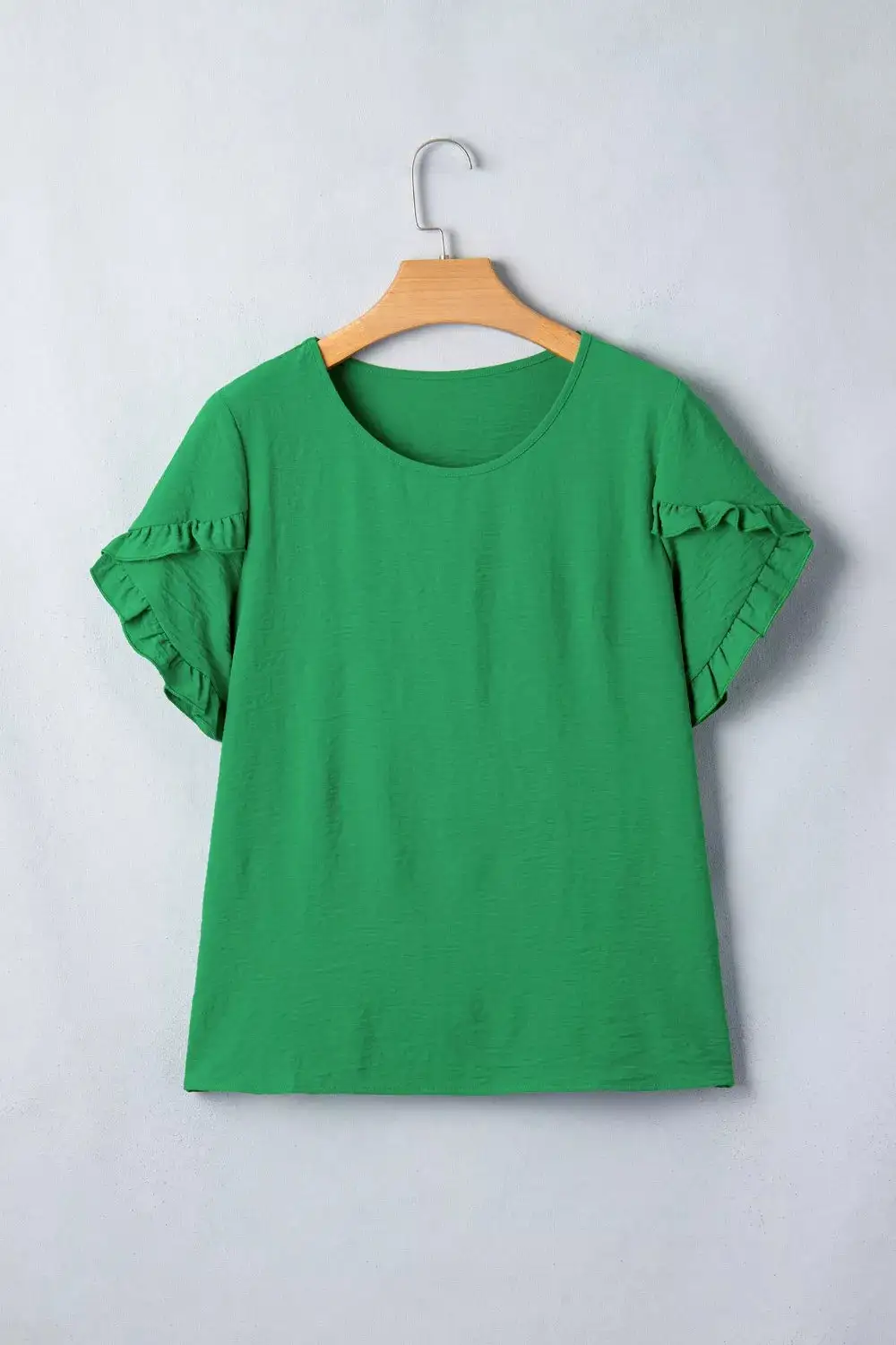 Ruffle Trim Short Sleeve Blouse
