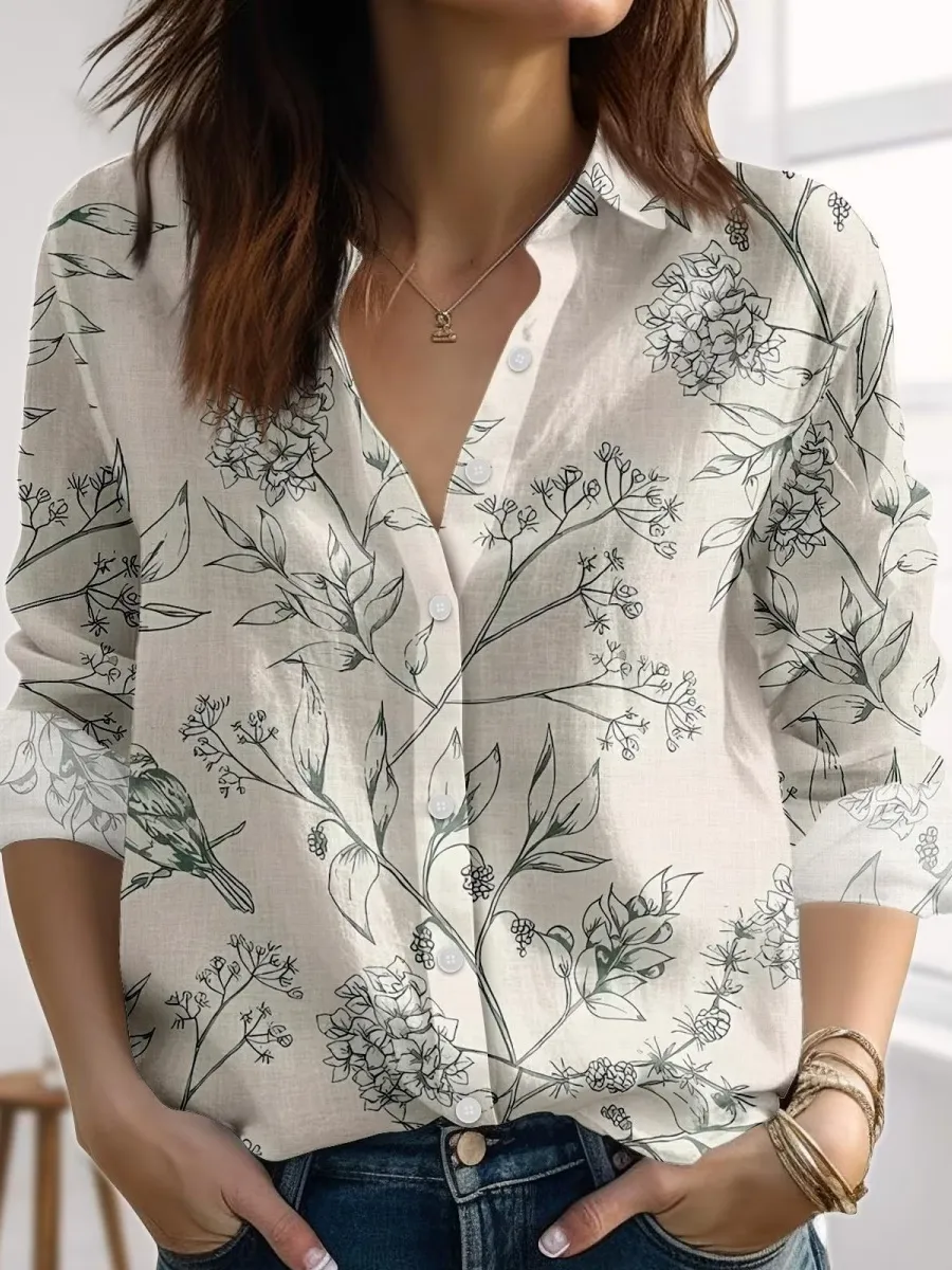 Line Art Floral Bird Shirt