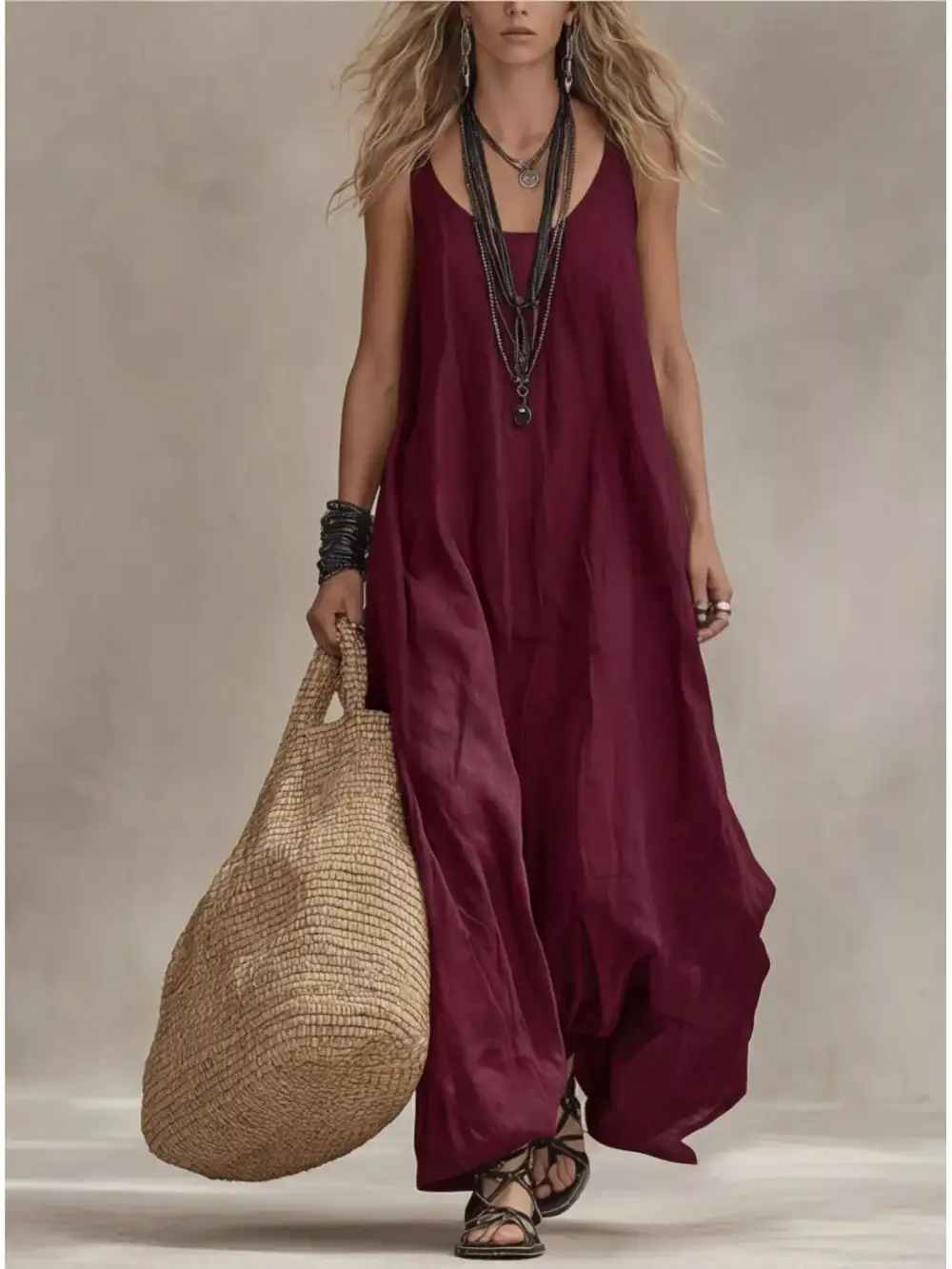 Scoop Neck Sleeveless Maxi Dress