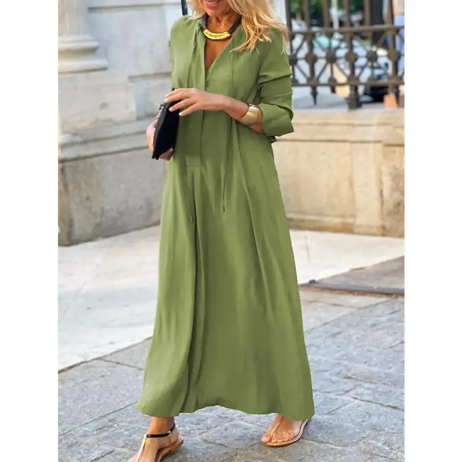 Full Size Solid Color Maxi Shirt Dress Plus Size