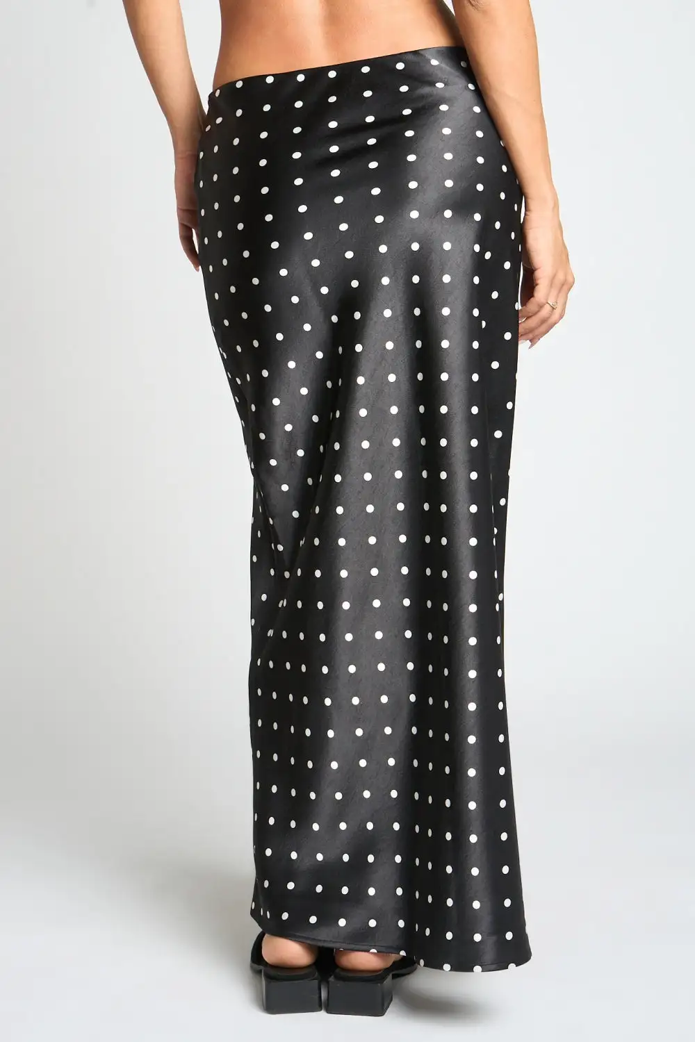 Satin Polka Dot Bias Skirt