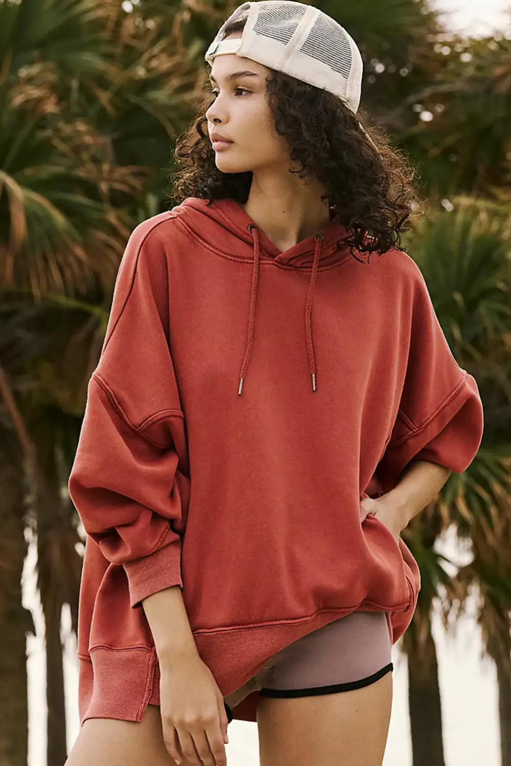 Drop Shoulder Pocketed Relaxed Drawstring Hoodie