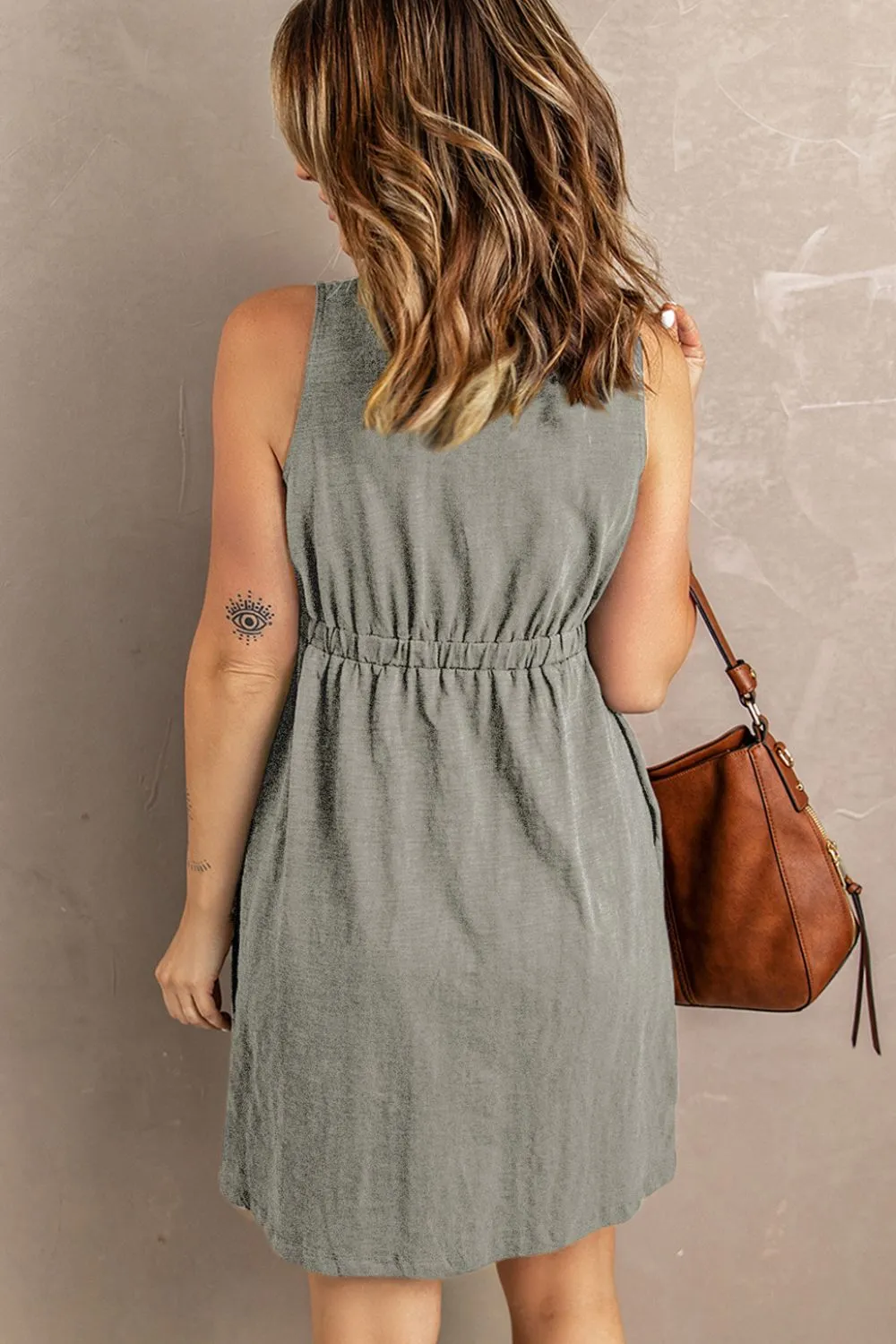 Sleeveless Button Down Mini Dress Mini Dress