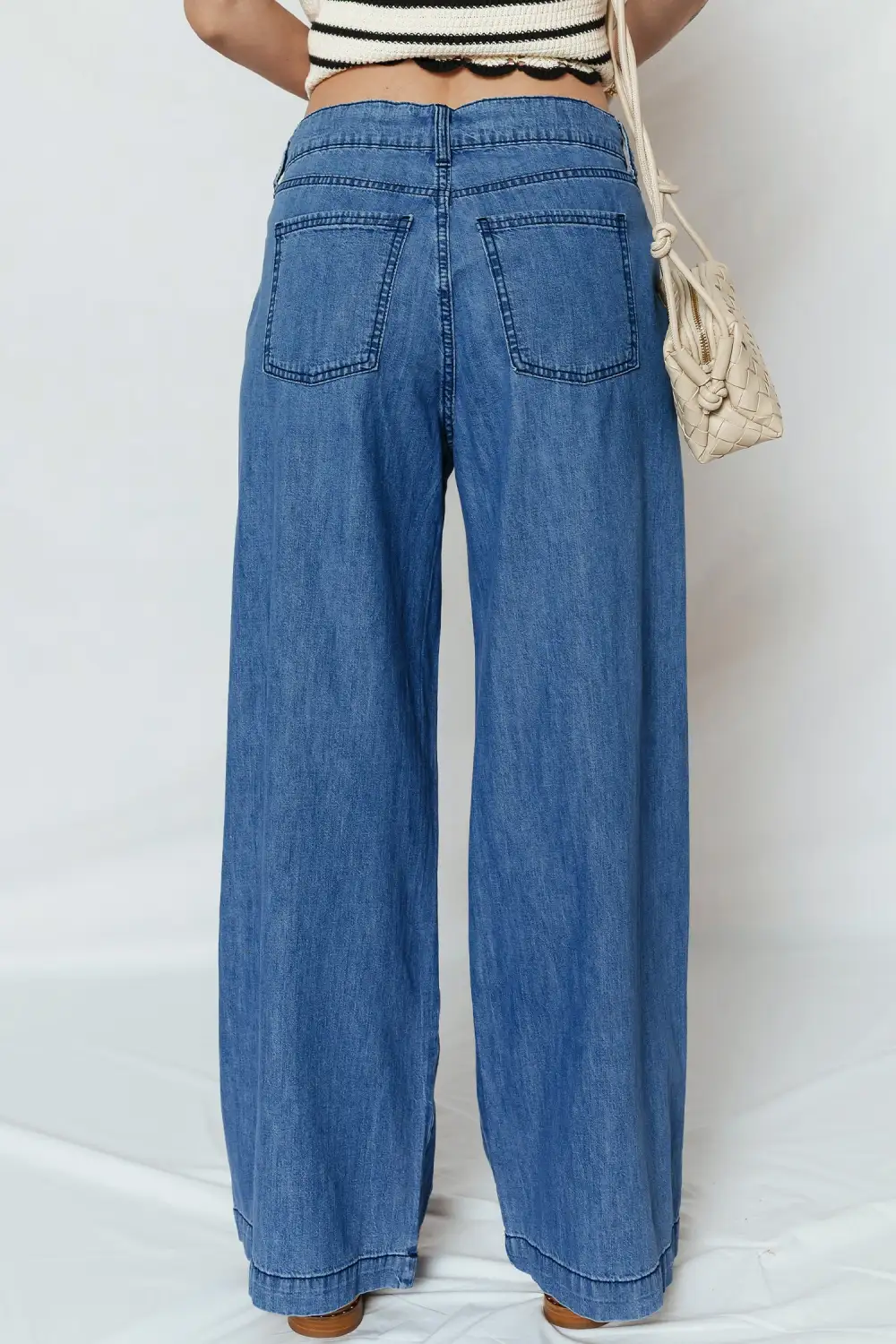 Wide Leg Dusk Lace-up Pull On Jeans