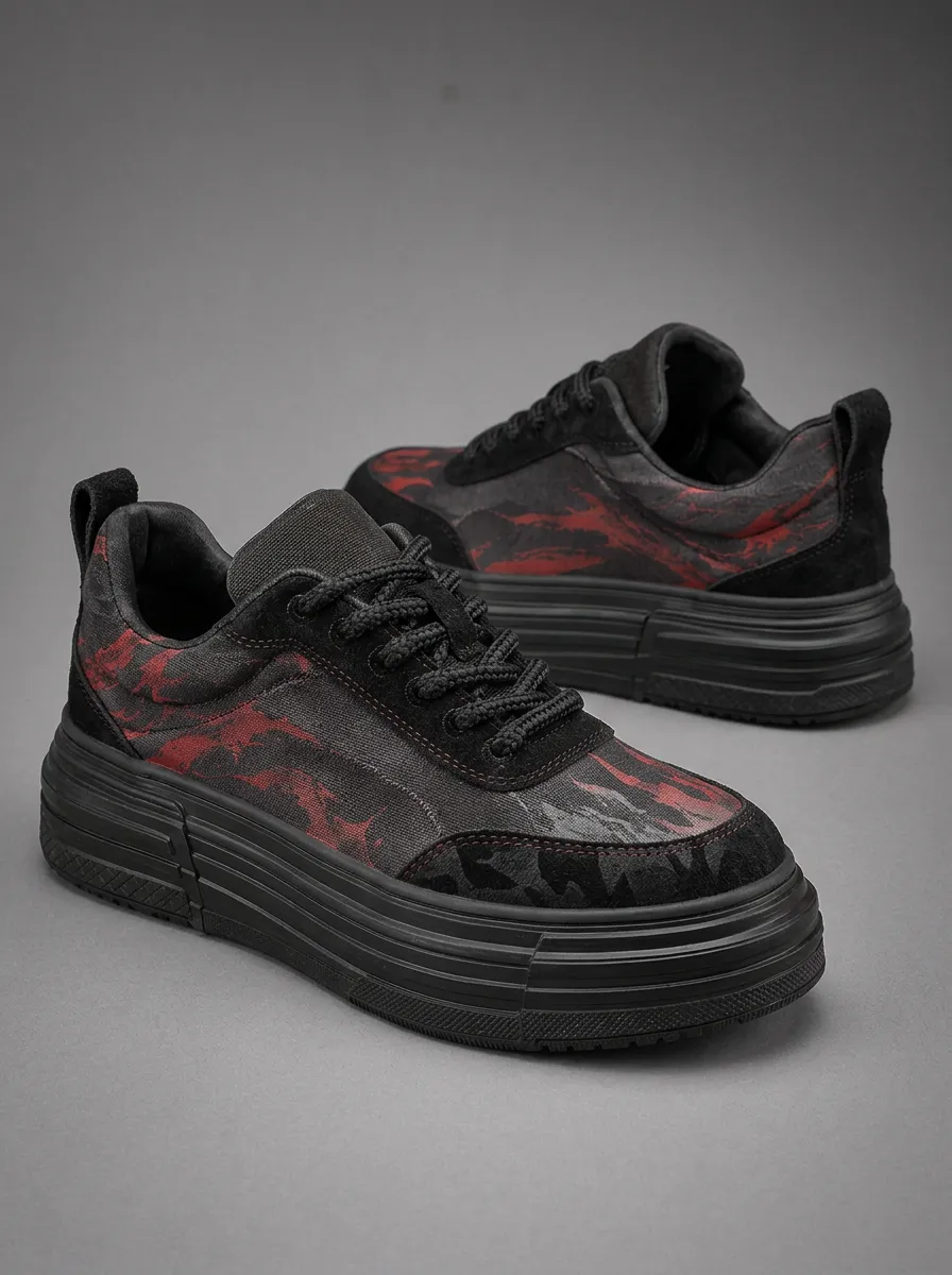Men's Abstract Camo Patterned Skate Shoes