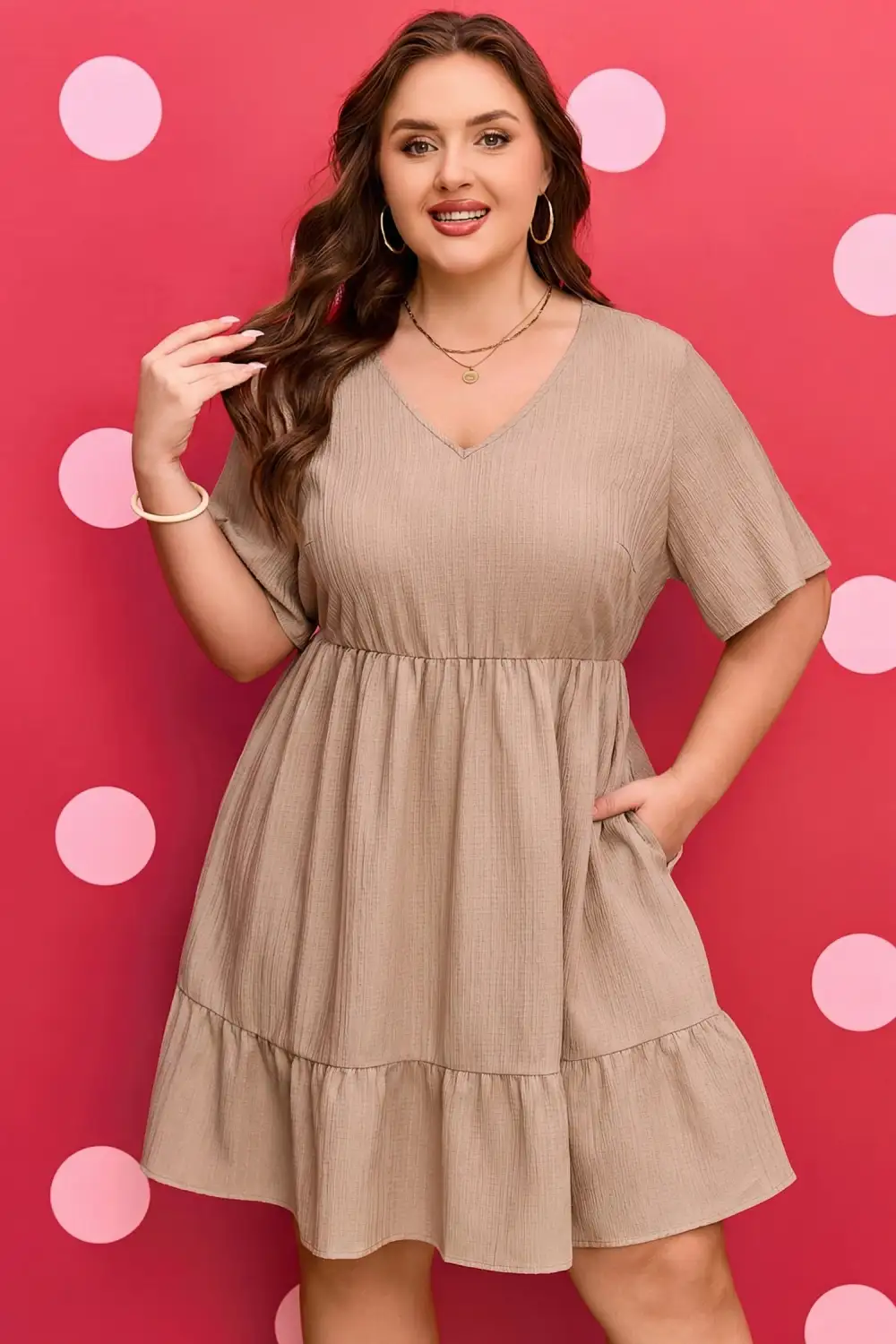 Ruffle Short Sleeve Dress Casual