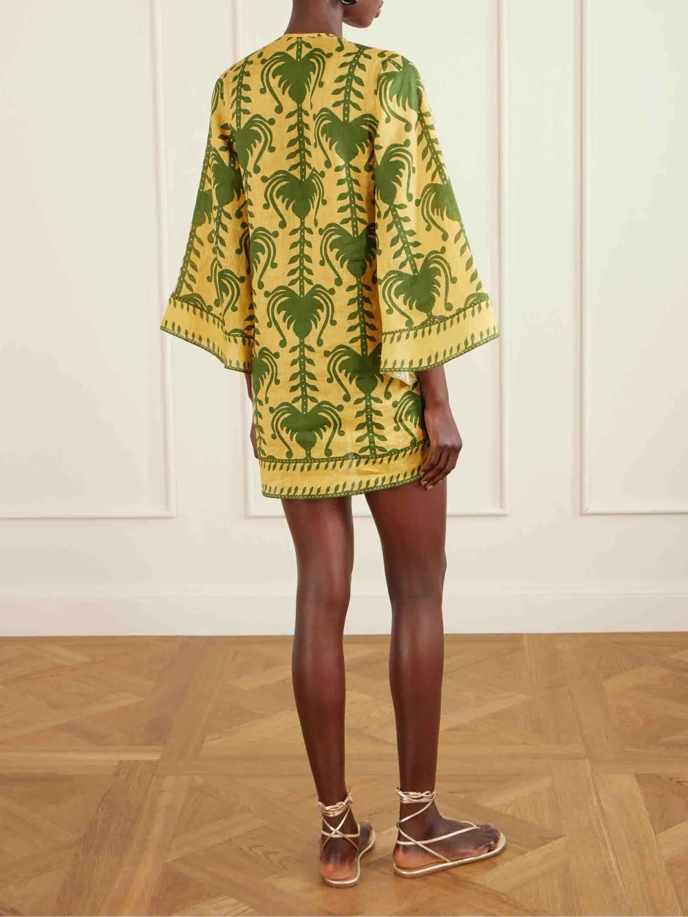 Casual Palm Tree Print Flare Mini Dress