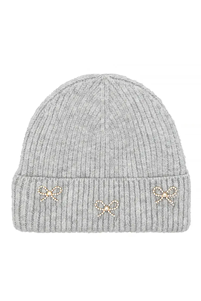 Pearl Bow Beanie