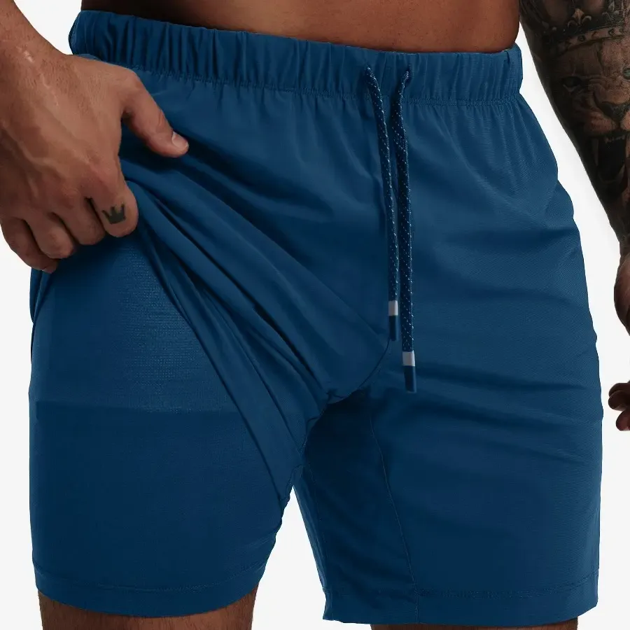 MAELREG Men's 2-in-1 Running Shorts with Liner, Outdoor Hiking Gym Training Shorts, Breathable Athletic Workout Shorts with Towel Hook