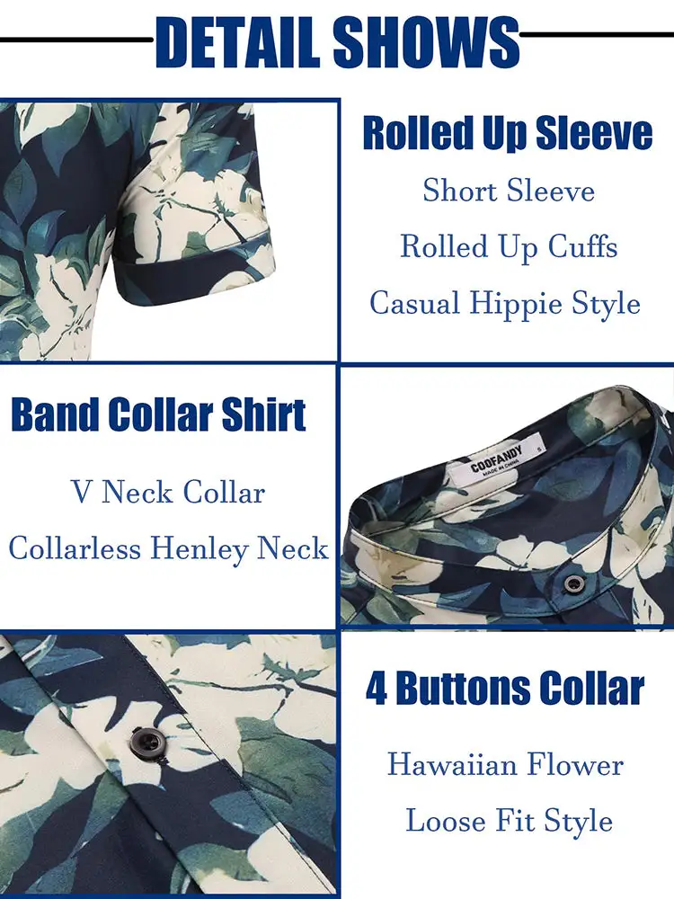 Casual Breathable Hawaiian Henley Shirt
