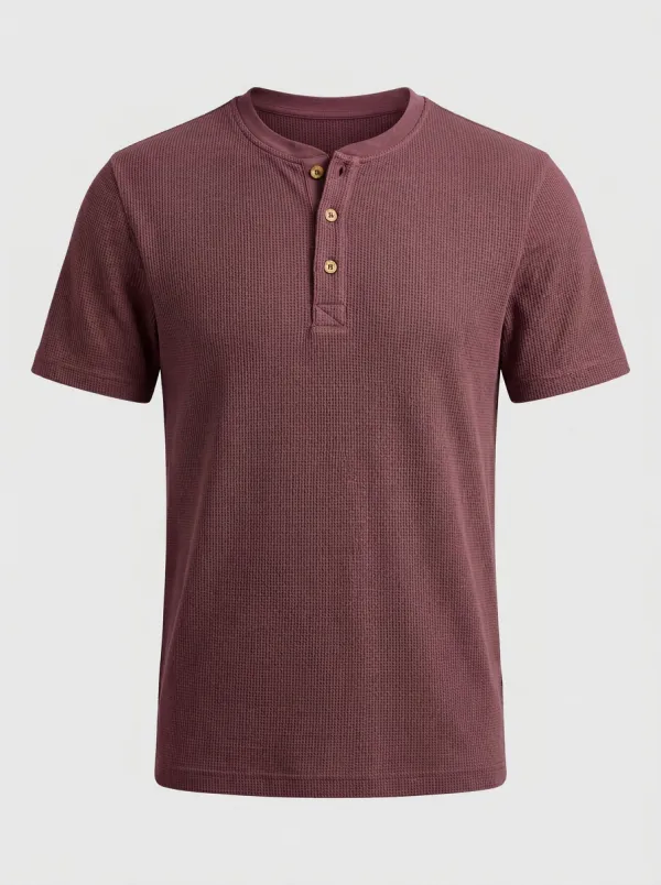 Men's Technical Inspired Waffle Knit Henley Shirt