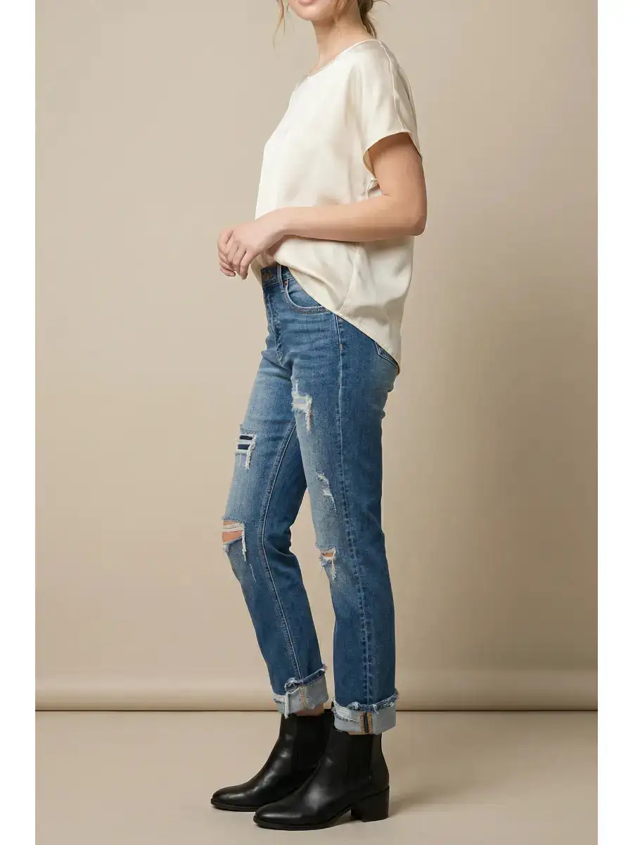 Classic High Rise Straight Leg Cropped Denim Jeans