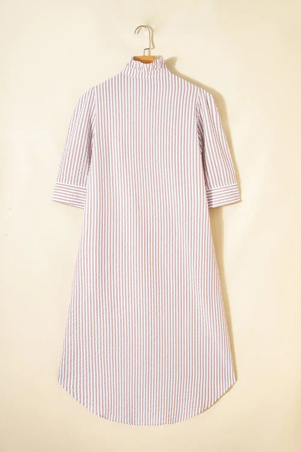 Striped Ruffle Short Sleeve Maxi Dress