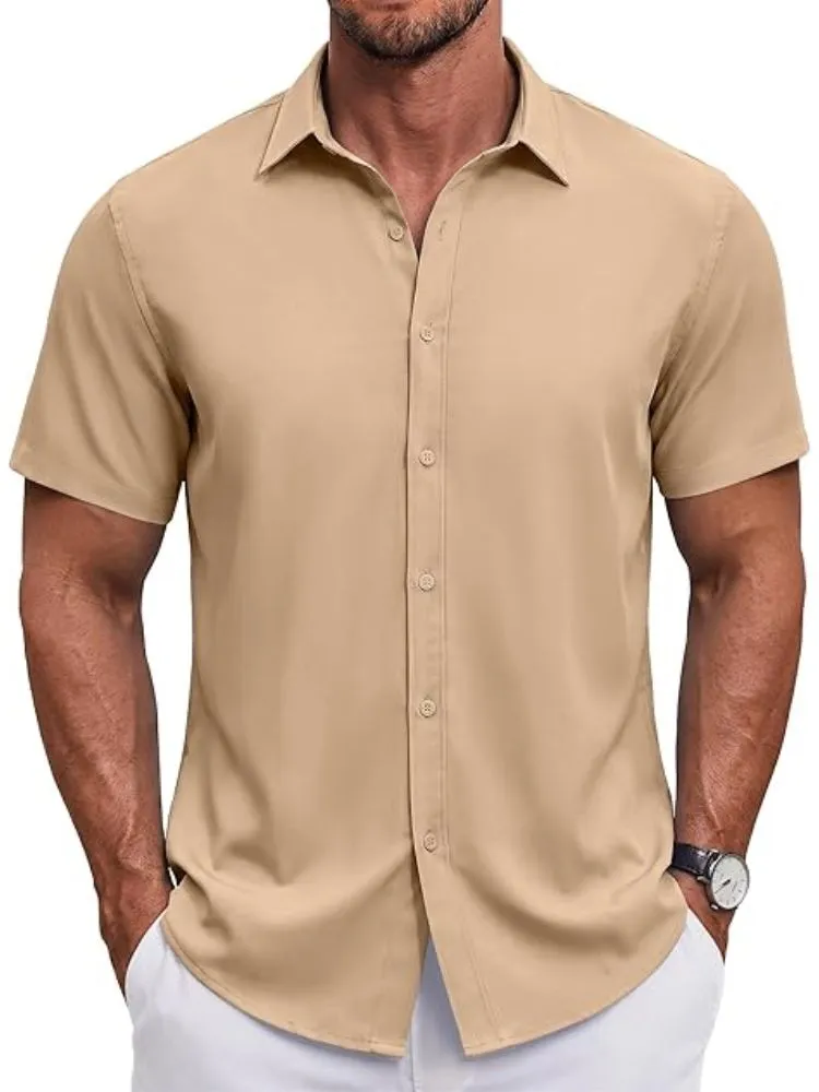 S Short Sleeve Casual Button-Down Shirt