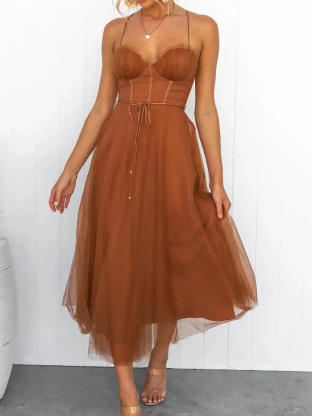 Easy Fit Midi Tie Detail Dress