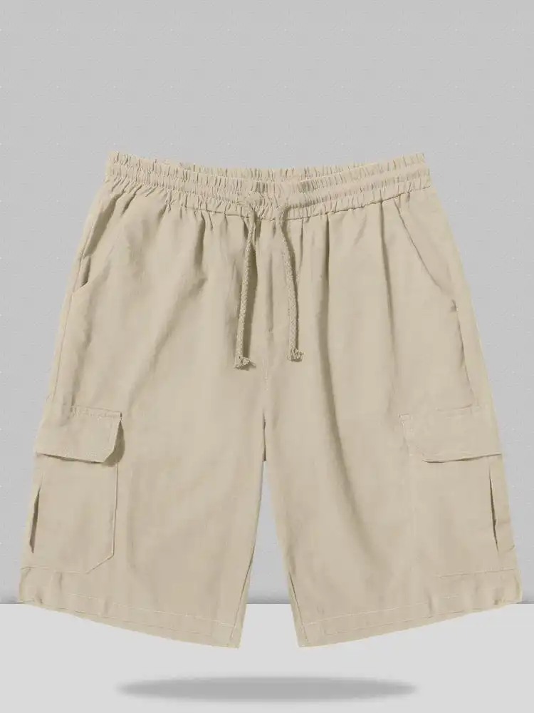 Men's Linen Style Pants Pockets Shorts