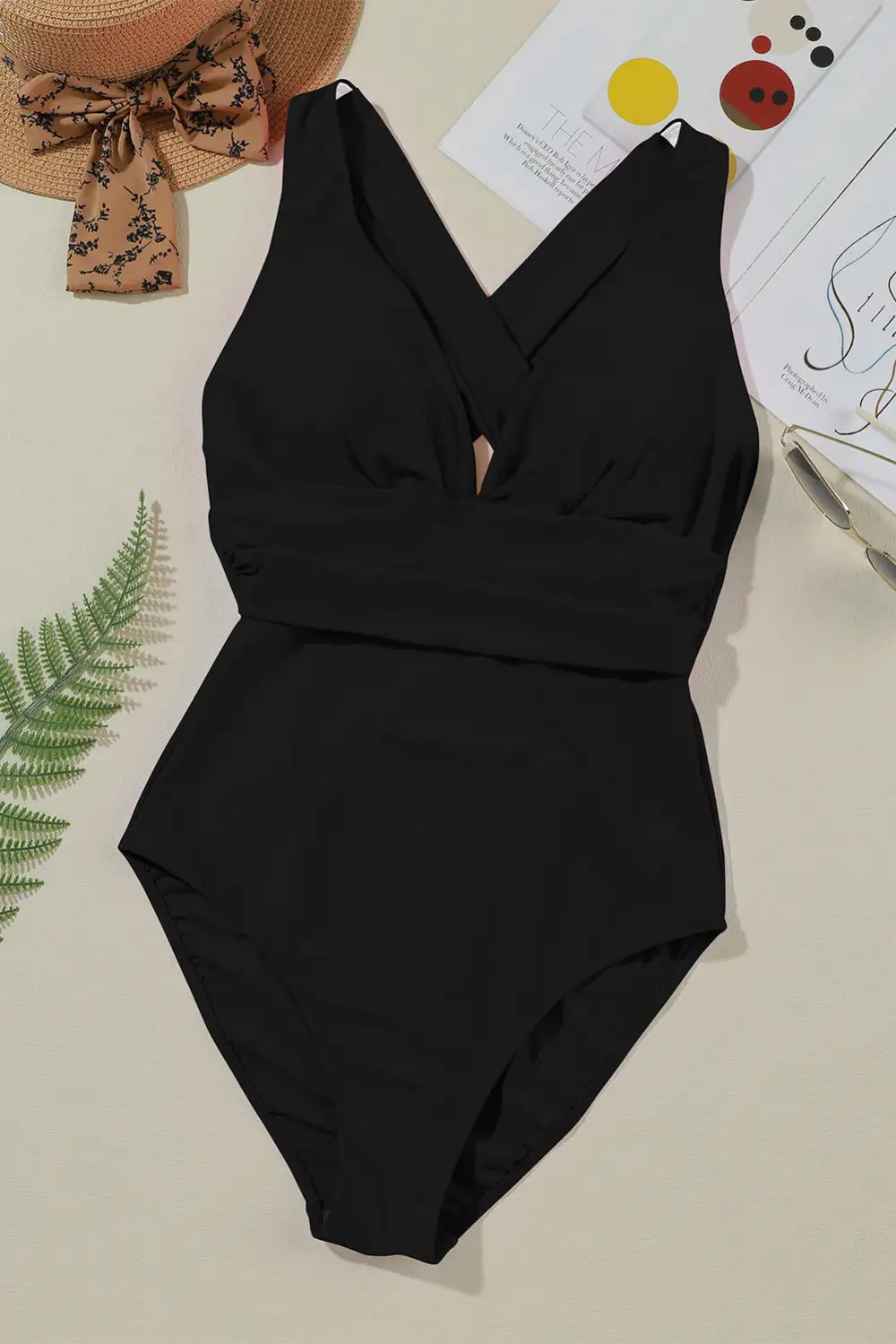 Crisscross Wide Strap One Piece Swimsuit Accessory