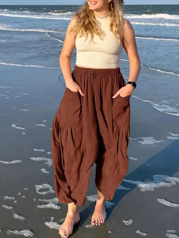 Casual Drawstring Pocket Detail Pants
