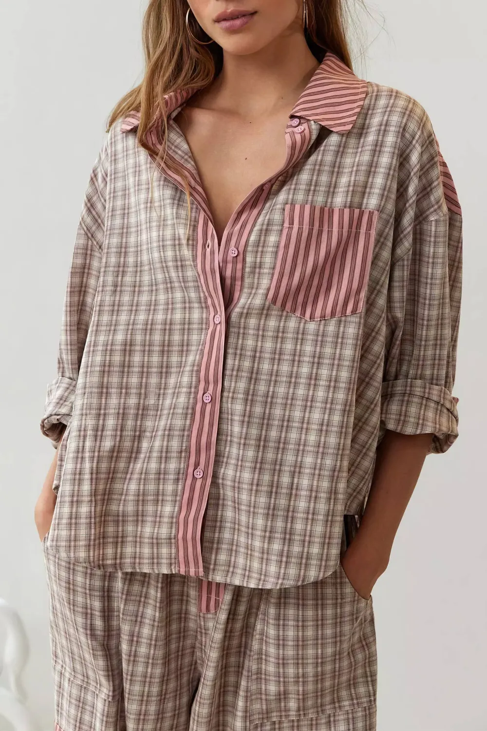 Plaid Patchwork Pajama Set