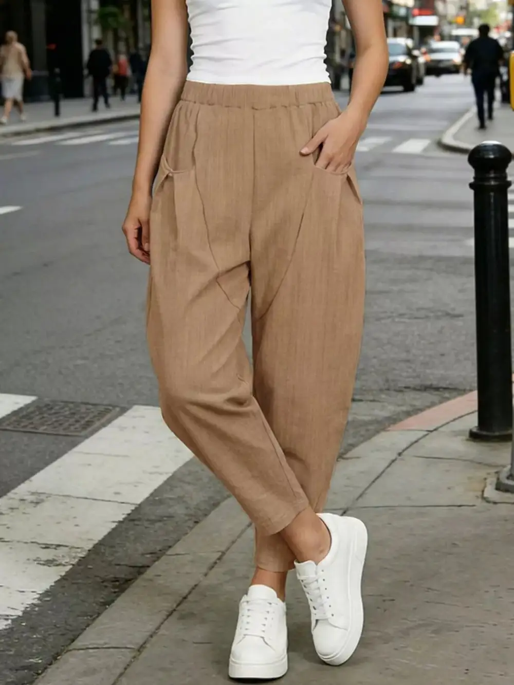 Plus Size Elastic Waist Harem Pants