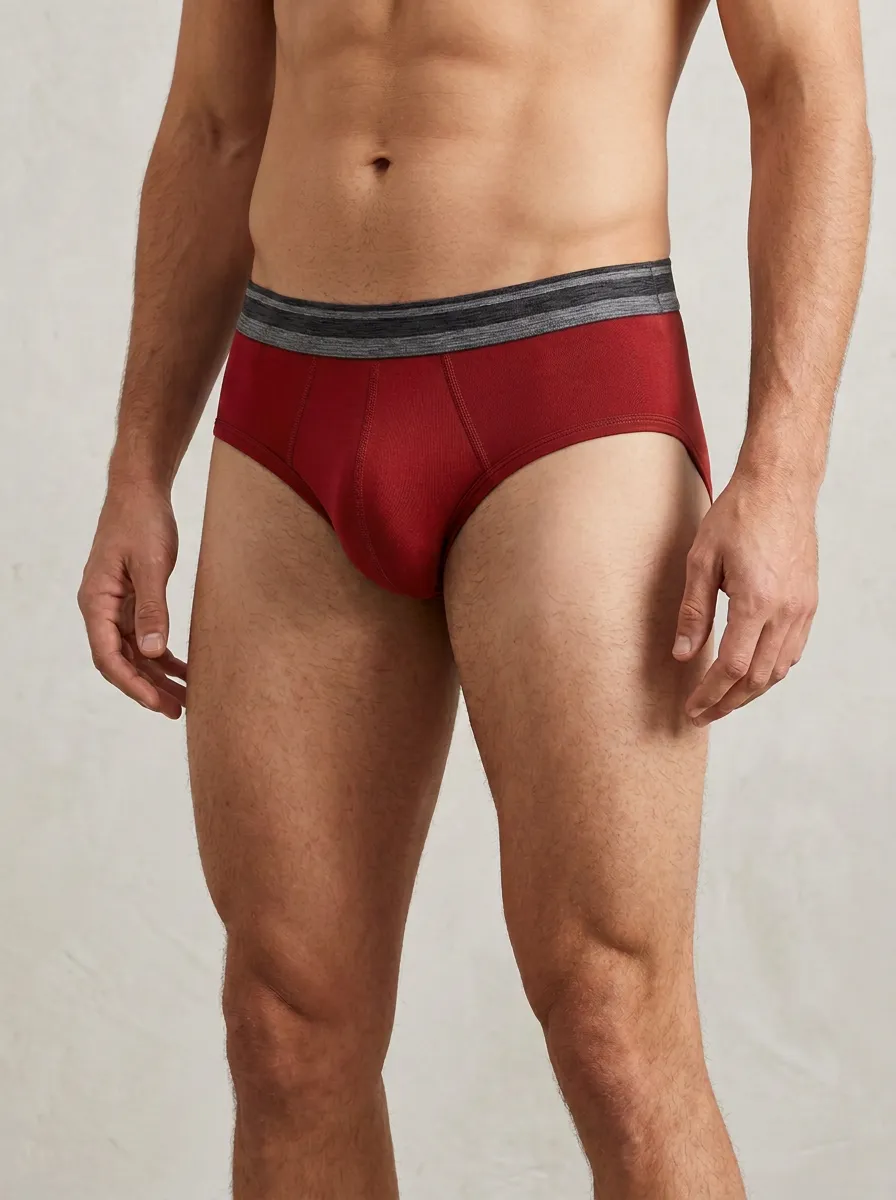 Men's Solid Charcoal Grey Elastic Waistband Briefs
