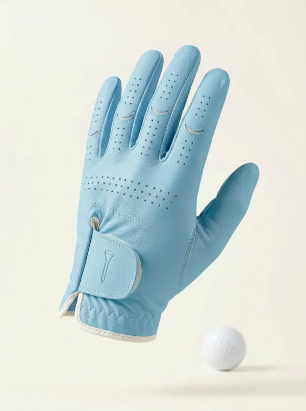 Embossed Tee-Motif Leather Golf Glove