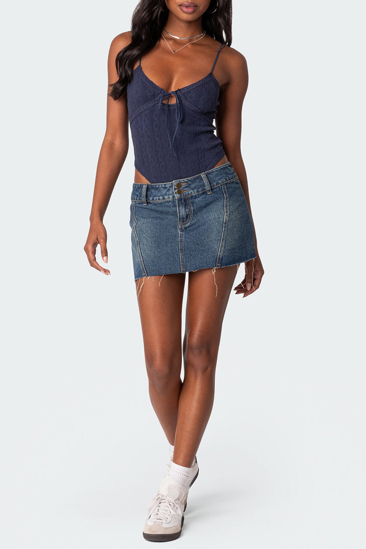 Lace-up Cut Out Knitted Bodysuit