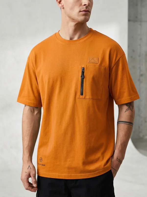 Practical Utility Zipper Pocket Edit Men's Cargo Pocket T-Shirt