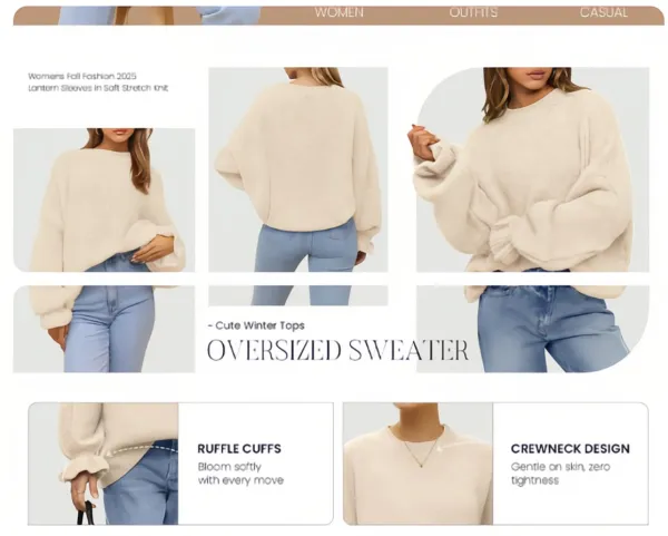 Womens Sweaters Fall 2025  Long Sleeve Crewneck Oversized Sweater Chunky Pullover Loose Outfits（Just $3 a set!)