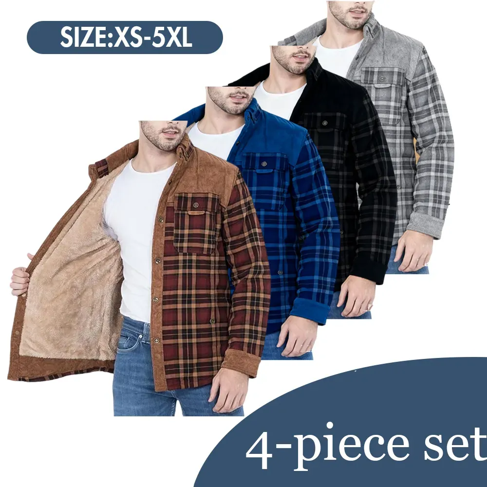 Men's Plaid Flannel Autumn and Winter Warm Jacket