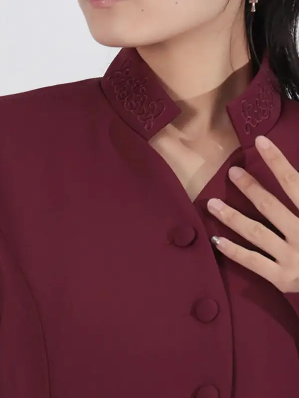 Neat Button Front Long Sleeve Coordinated Set