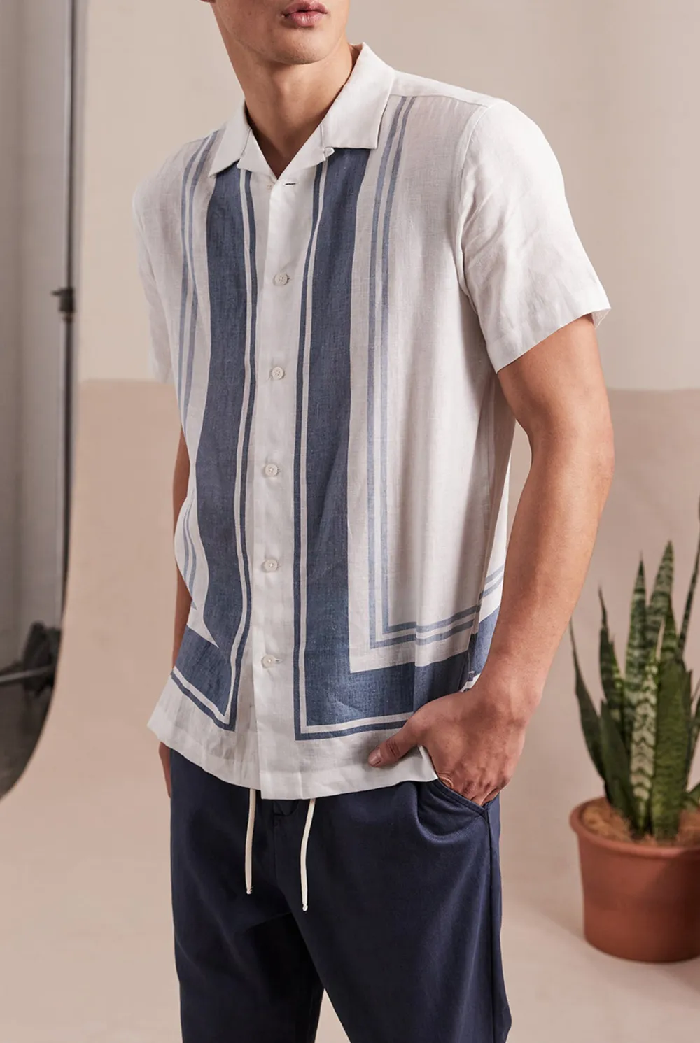 Charlie Short Sleeve Shirt-White/peach