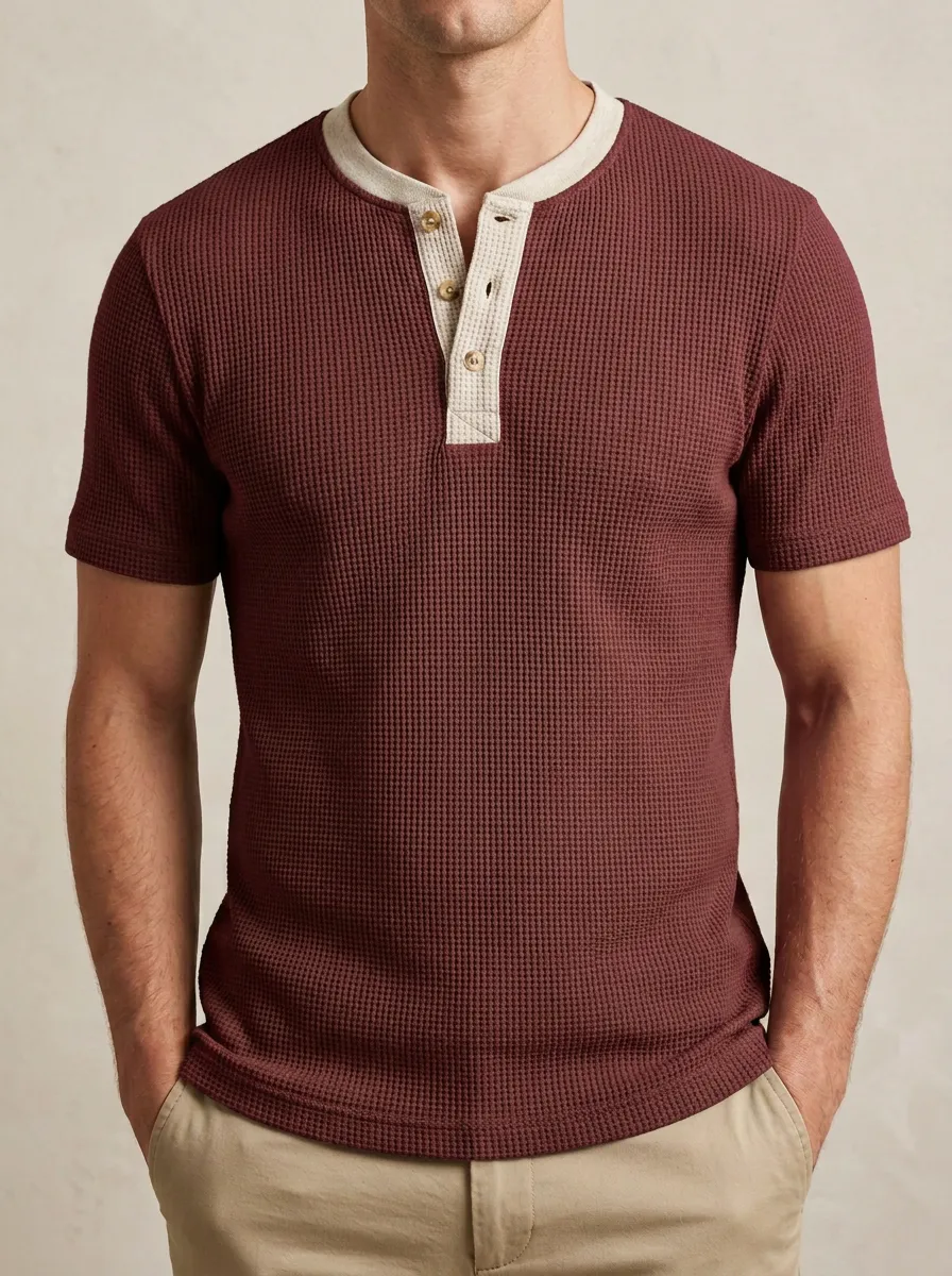 Classic Smooth Men's Short-Sleeve Henley Shirt