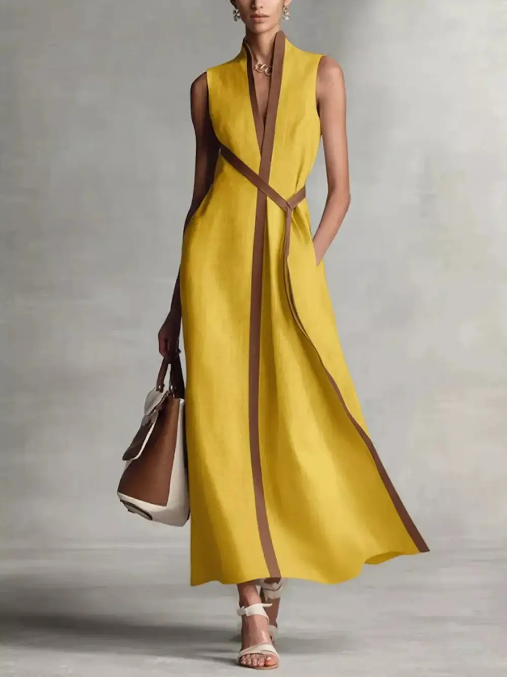 Drape Sleeveless Maxi Dress