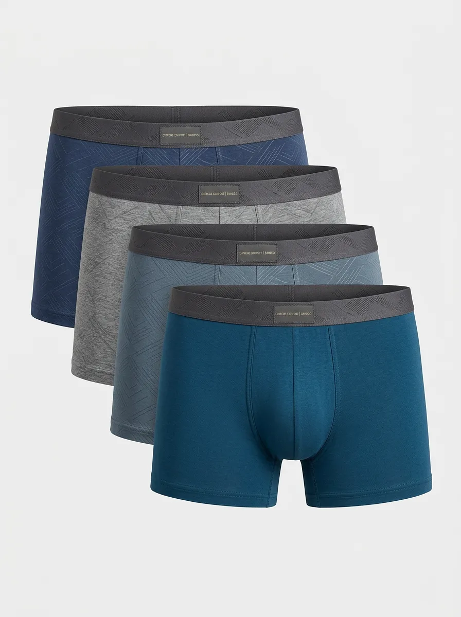 Classic Geometric Silhouette Men' Four Pack Boxer Briefs