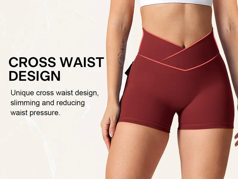 Scrunch Workout Shorts with Pockets Charm Gym Biker Shorts for Women High Waisted Yoga Booty Shorts elastic athletic