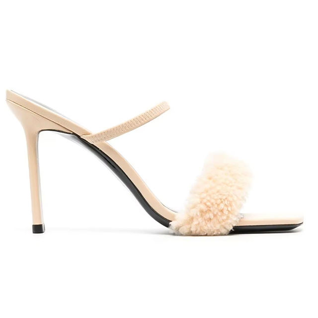 Valencia Fur Strap Block Heels