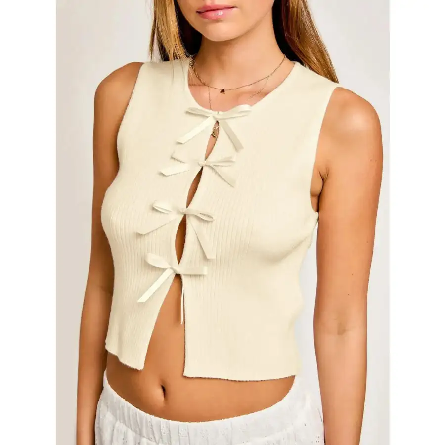 Bow Round Neck Cropped Tank