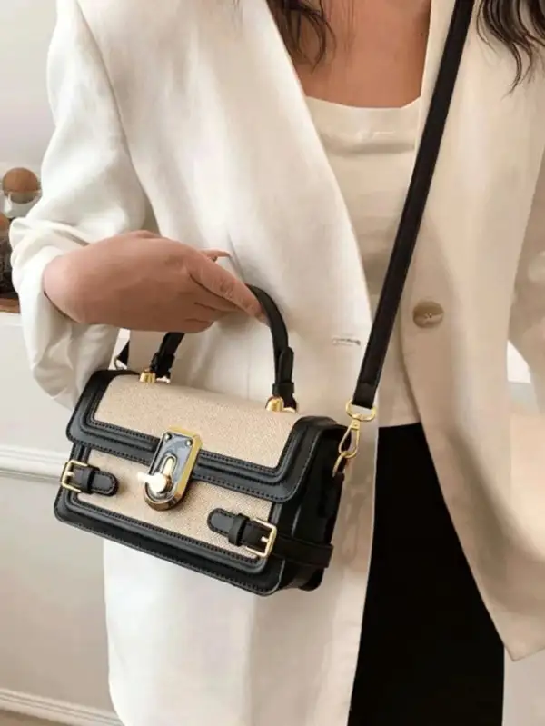 Minimalist Casual Square Bag Buckle Decor