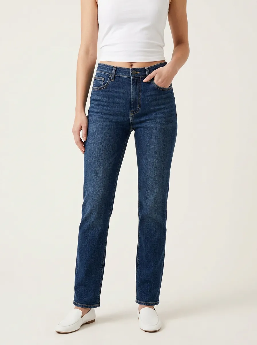 Modern Straight Leg High Waist Straight Jeans