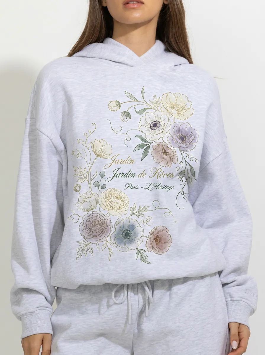 Women's French Floral Jardin de Rêves Printed Hoodie