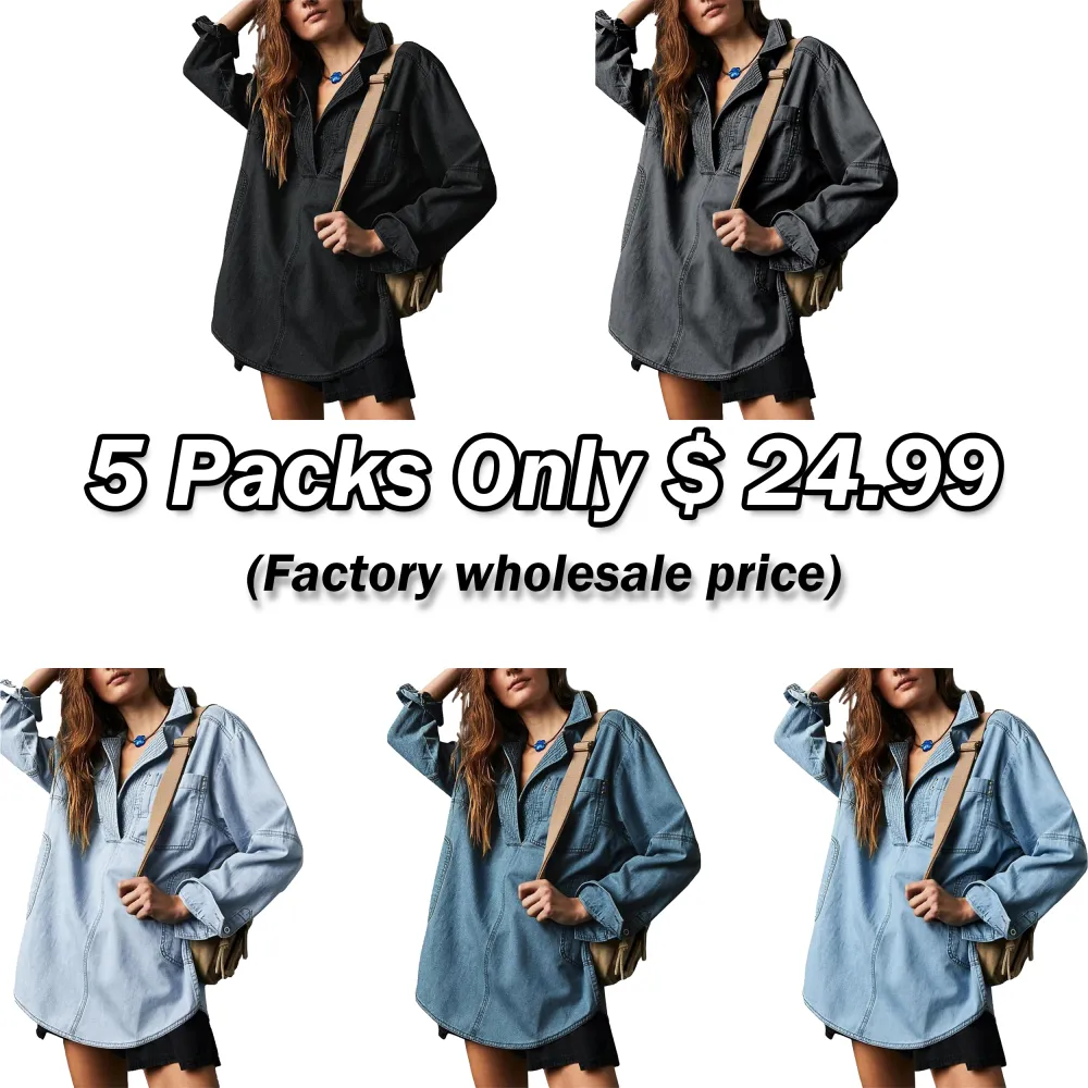 Women’s Denim Pullover Blouse – Casual, Versatile & Effortlessly Chic