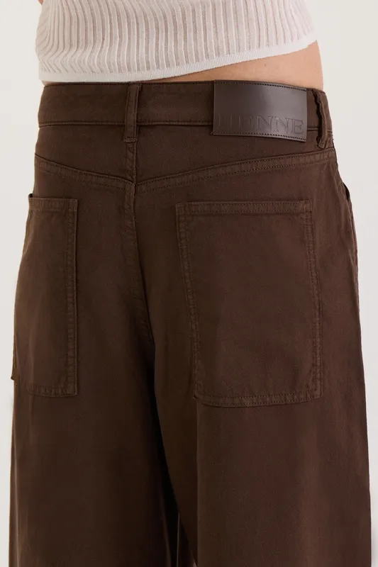Mahogany Pleated Low-Rise Jean