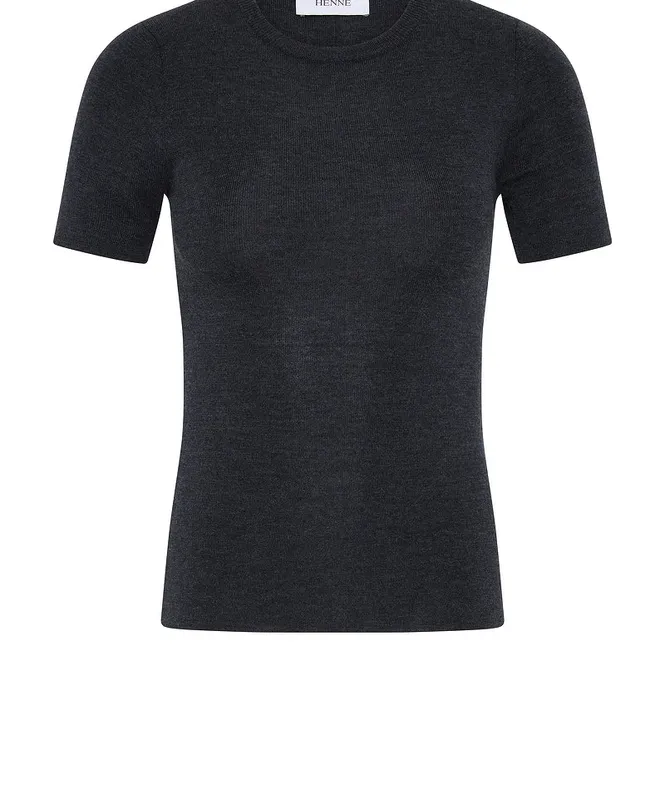 Charcoal Merino Crew Neck T-Shirt