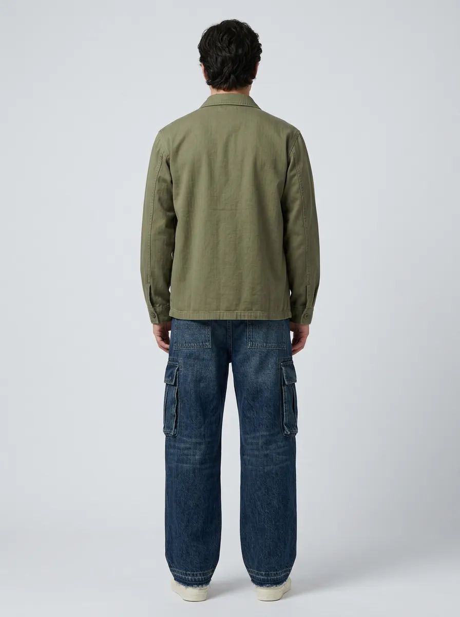 Men's Loose Fit Jeans with Wide Leg Patchwork Vintage-Inspired