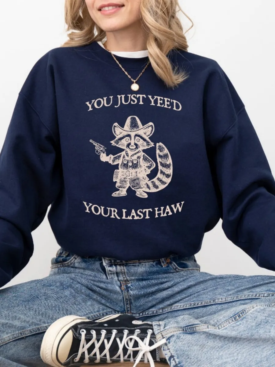 Western Raccoon Print Sweatshirt